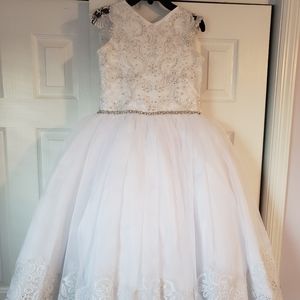 Embroidered Crystal & Lace Communion/Flower Girl D